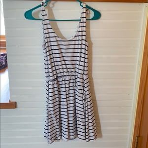 Navy blue and white stripped dress